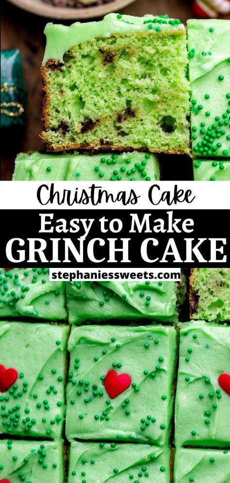 No Bake Vanilla Cheesecake, Andes Mints, Grinch Cake, Strawberry Vanilla Cake, Grinch Stuff, Best Christmas Desserts, Holiday Dessert Recipes, Festive Desserts, Christmas Grinch