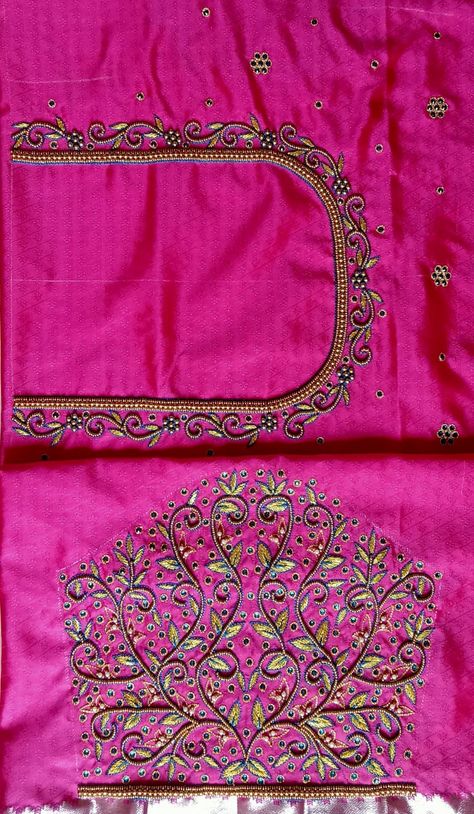 Flower Kodi Design Aari Work, Aari Kodi Design Blouse, Kodi Design Aari Work, Kodi Design, Magam Work Designs, Pink Blouse Designs, Peacock Embroidery Designs, Best Embroidery Machine, Bridal Jewellery Inspiration