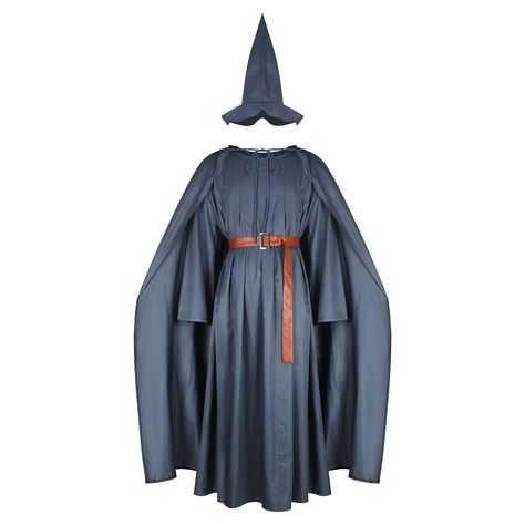 PRICES MAY VARY. ①【Theme】Adult wizard costume grey cloak with wizard hat wrinkle cape Halloween cosplay suit birthday outfit.Including:Cape + Robe + Belts + hat,as the pictures show. ②【Feature】This black Robe not only for Halloween costume but for any day.Fashion,Long Sleeves,Black,Pullovers,Lightweight,Round Neck,Realistic restoration of movie characters. ③【Safe Materials】The Mens Tunic Hooded Robe is make of Fabric:High quality linen,soft and breathable to wear.Adult Gandalf Robe long sleeve, high waist, above knee length, great sense of touch, lightweight, skin touch. ④【Occasions】The cosplay cloak is Bright Colors, Eye-Catching, Making You Look Amazing in various occasions, Suitable for daily wear, birthday party, stage performance, Halloween cosplay, photograph, cosplay costume, theme Gandalf Robe, Wizard Robes Harry Potter, Suit Birthday Outfit, Sorcerer Costume, Wizard Halloween Costume, Rein Fair, Tunic Costume, Wizard Outfit, Wizard Cloak