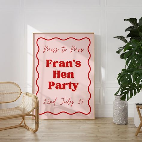 This Templates item is sold by AzaleaStudioStore. Ships from United States. Listed on 26 Oct, 2023 Pink Sign, Party Welcome Sign, Welcome Sign Template, Bachelorette Party Invitations, Party Sign, Retro Groovy, Hen Do, Hand Painted Signs, Sign Templates