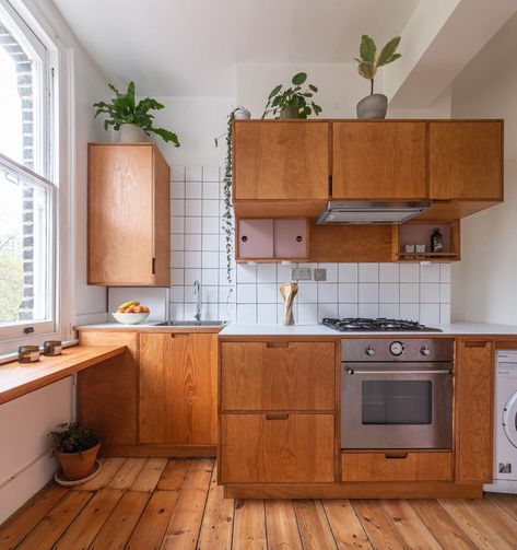 Mid Century Kitchen 1970s Inspired Kitchen, Postmodern Kitchen, Ply Kitchen, Estate Kitchen, 50s House, Condo Renovation, Natural Wood Kitchen, Mcm Kitchen, Plywood Kitchen