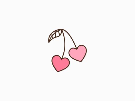 Cherry Hearts Icon by Melissa on Dribbble Pink Cherry Tattoo, Cherry Finger Tattoo, Heart Shaped Cherry Tattoo, Heart Cherries Tattoo, Cherry Hearts Tattoo, Mini Cherry Tattoo, Cherry Tattoo Small Simple, Cute Cherry Tattoo, Heart Cherry Tattoo