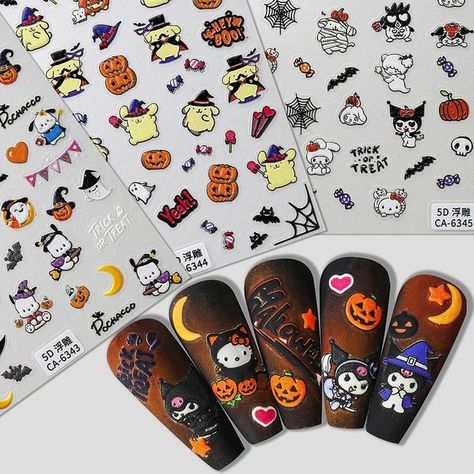 Elevate your Halloween nail art with Sanrio's 5D relief stickers. Featuring Hello Kitty, Kuromi, My Melody, and more, these easy-to-use, high-quality stickers offer a vivid 3D effect. Perfect for daily wear or special occasions, they make a fun, fest... DIY Nail Art with Sanrio 5D Halloween Pumpkin Relief Nail Stickers >>> Link in Bio <<< ✨500+ happy customers✨ 💠Free Worldwide Shipping💠 . . . #Cinnamoroll #Cinnamorollkawaii #Cinnamorollworld #Cinnamorollfan #Cinnamorollplush #Cinnamorolls... Cinnamoroll Pumpkin, Pumpkin Elf, Halloween Sanrio, Pochacco Cinnamoroll, Hello Kitty Kuromi, Kuromi Melody, Girls Dress Up, Hello Kitty My Melody, Halloween Nail Art