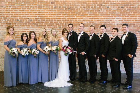 Tux Groomsmen, Slate Blue Bridesmaid Dresses, Steel Blue Bridesmaid Dresses, Wedding Motif, Davids Bridal Bridesmaid, Wedding Tux, Wedding Motifs, Dusty Blue Bridesmaid Dresses, Party Attire