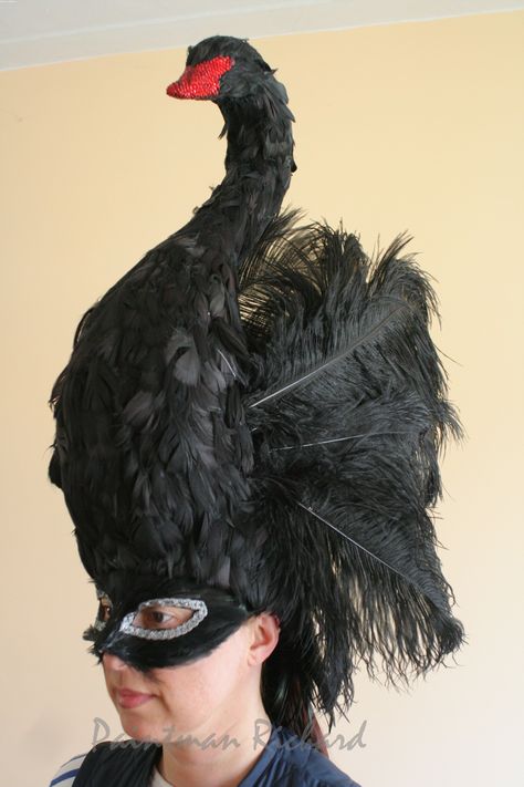 Commissioned black Swan headpiece Black Swan Mask, Black Swan Headpiece, Swan Headpiece, Sketch Images, Costume Inspirations, Pencil Sketch Images, Venetian Masquerade, Masks Art, Masquerade Mask