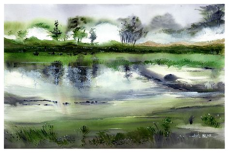 Experiential Art, Scenery Paintings, Watercolor Artists, Art Community, White Clouds, Watercolor On Paper, Water Painting, World Art, Featured Art