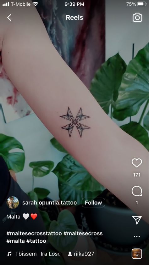 Malta Tattoo Ideas, Maltese Cross Tattoo, Malta Tattoo, England Tattoo, Malta Cross, Canada Tattoo, Ball Tattoo, Cross Tattoos, Dragon Ball Tattoo