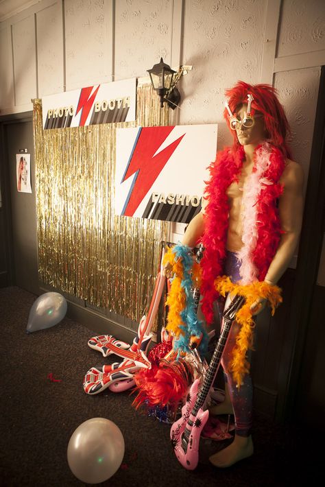 Glam Rock Decor Party, Glam Rock Party Theme, David Bowie Themed Party, David Bowie Themed Birthday Party, Glam Rock Party Decorations, Punk Party Decorations, David Bowie Party, Glam Rock Party, Rock Party Decorations