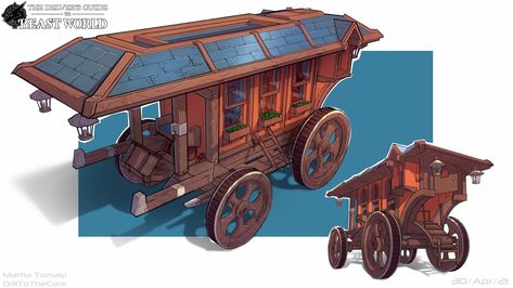 Fantasy Wagon Concept Art, Wagon Fantasy Art, Dnd Wagon, Fantasy Wagon, Merchant Wagon, Fantasy Transportation, Metal Wagon, Value Painting, Medieval Drawings