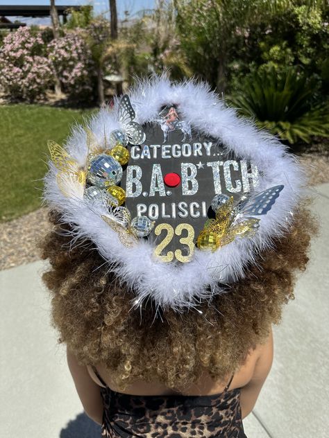 grad cap Beyonce Graduation Cap, Prom Styles, Grad Hat, Grad Pic, Grad Caps, Graduation Cap Designs, Cap Ideas, Graduation Caps, Graduation Photoshoot