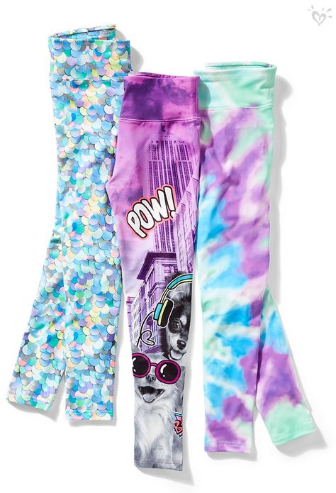 We ❤ print-perfect leggings! Forever 21 Girls Outfits, Justice Clothing Outfits, Girls Sports Clothes, Justice Leggings, Leggings For Girls, High Waist Sports Leggings, Justice Clothing, Perfect Leggings, Color Block Leggings