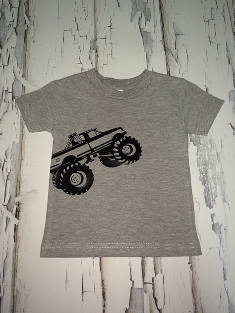 Monster truck shirt. #htv #silhouette Monster Truck Shirt Vinyl, Monster Jam Shirts Vinyl, Monster Jam Shirt Ideas, Truck Shirt, Monster Truck Shirt Ideas, Monster Truck Shirts For Boys, Monster Truck Shirt, Monster Truck Svg, Fire Truck Nursery