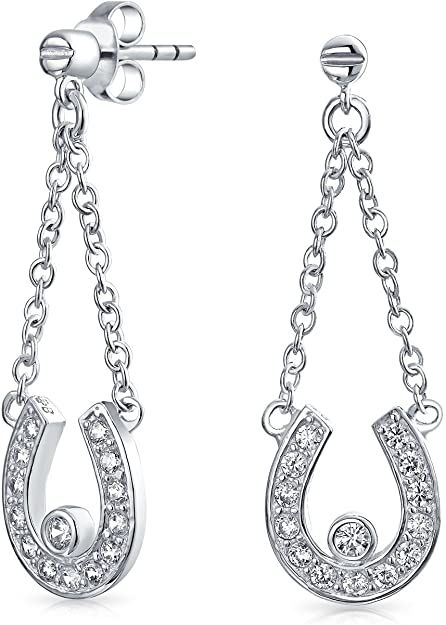 Amazon.com: Good Luck Horseshoe Equestrian Cubic Zirconia Pave CZ Dangle Earrings For Women Teen Graduation 925 Sterling Silver: Equestrian Jewelry: Clothing, Shoes & Jewelry Good Luck Horseshoe, Horseshoe Jewelry, Earrings Western, Equestrian Jewelry, Jewelry Clothing, Sterling Silver Dangle Earrings, Western Jewelry, Bling Jewelry, Jewelry For Women