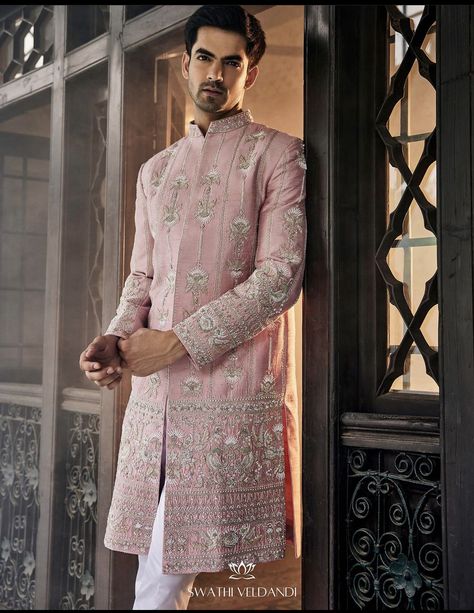 Wedding Clothes For Men, Groom Indian Wedding Outfits, Shaadi Outfits, Floral Motif Design, Indian Wedding Suits Men, Groom Sherwani, Wedding Kurta For Men, Groom Dress Men, Wedding Outfits For Groom