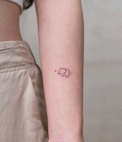 Simple Elephant Tattoo, Good First Tattoos, Small Tattoo Ideas For Women, Tiny Tattoos For Women, Simple Tattoos For Women, Small Tattoos Simple, Forearm Tattoo Women, Pretty Tattoos For Women, Small Tattoo Ideas