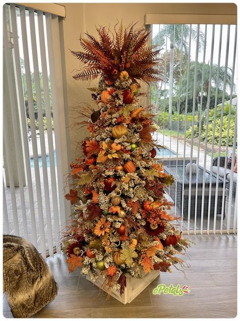 Fall Tree Decorations, Harvest Tree, Yule Tree, Decorated Trees, Thanksgiving Tree, Fall Tree, Autumn Trees, Yule, Christmas Trees