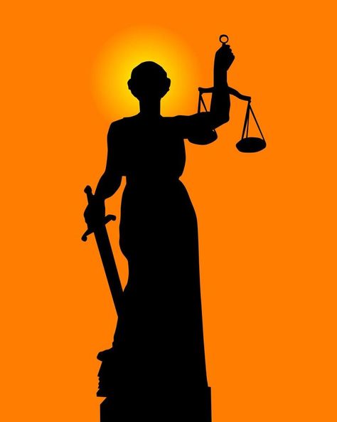 Silhouette of a statue of justice Statue Silhouette, Justice Symbol, Justice Statue, Vector Clipart, In Peace, The Way, Clip Art, Statue, Water