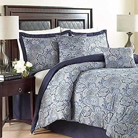 Paisley Comforter Sets, Royal Luxury Bedroom Design, Royal Bedroom Design, Paisley Comforter, Blue Comforter Sets, Reversible Bedding, Bed Comforter Sets, Luxury Bedroom Design, King Comforter Sets