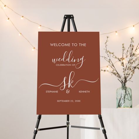 Earth Tone Wedding, Burnt Orange Wedding, Rust Wedding, Rusting Wedding, Minimalist Wedding Decor, Terracotta Wedding, Welcome Poster, Wedding Welcome Sign, Orange Wedding