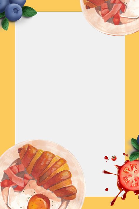 Food Background Aesthetic, Western Food Menu, Poster Background Template, Food Background Wallpapers, Gourmet Pastries, Menu Frame, Floral Watercolor Background, Food Background, Food Promotion