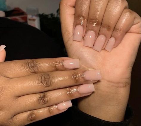 Shellac Nails Square, Glass Nails Acrylic Clear Short, Matte Natural Acrylic Nails, Army Nails Regulation, Nude Nails Short Square, Short Nails For Black Women, Short Nude Nails Acrylic, Plain Nude Nails, Oat Milk Nails