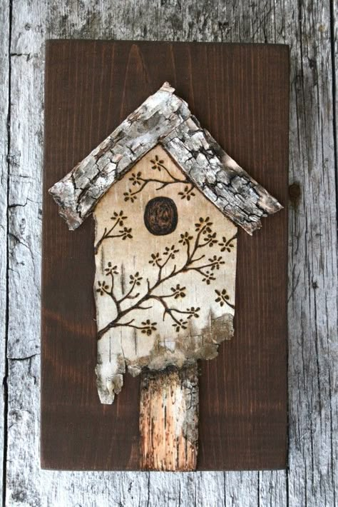 Birch Bark Crafts, Wood Burning Tool, Woodburning Projects, Wood Burning Ideas, Bird Houses Painted, Awesome Crafts, Wood Burning Crafts, Easy Wood Projects, Wood Burning Patterns