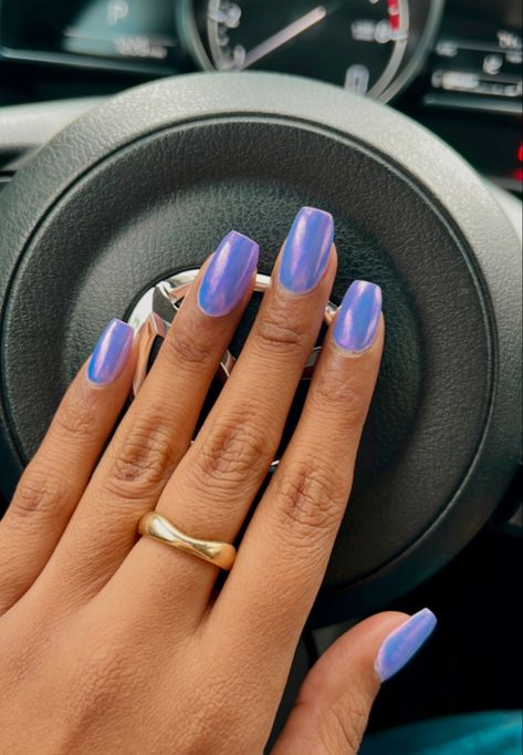 Acrylic coffin nail color purple with chrome Bright Purple Chrome Nails, Squoval Acrylic Nails Purple, Nail Color Purple, Acrylic Nails Squoval, Acrylic Nails Purple, Squoval Acrylic Nails, Nails Squoval, Purple Chrome Nails, Purple Chrome