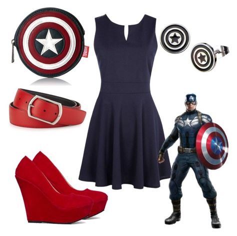 Captain America Outfit Ideas, Captain America Casual Outfit, Marvel Dapper Day Outfits, Captain Marvel Disneybound, Marvel Disneybound, Captain Hook Disneybound, Captain America Disneybound, Marvel Fashion, Avengers Outfits