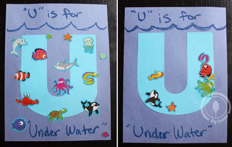 Toddler/Preshooler letter of the week craft U is for Underwater with related craft, tracing sheets and fruits/vegetables. U Is For Underwater, Teaching Abcs, U Craft, Tracing Sheets, Letter Of The Week, Letter U, Tracing Letters, Under Water, Alphabet Activities