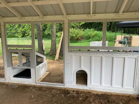 Interior shot of custom duck and chicken coop with duck dipper Chicken Duck Coop, Duck House Plans, Backyard Ducks, Duck Coop, Cedar Shingle Roof, Raising Ducks, Custom Backyard, Duck House, Chicken Coop Designs