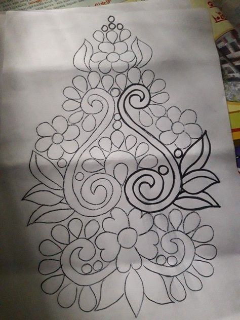 Hand Embroidery Patterns Flowers DBF Tracing Paper Design, Aari Embroidery Motifs, Indian Embroidery Designs, Peacock Embroidery Designs, Tattoo Zeichnungen, Muster Tattoos, Fabric Paint Designs, Aari Embroidery, Floral Border Design