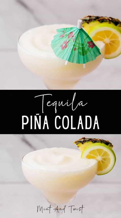 Elevate your cocktail experience with this Tequila Piña Colada, a refreshing tropical cocktail that combines the classic flavors of a Piña Colada with the boldness of tequila. This drink is perfect for Cinco de Mayo celebrations, summer parties, or any time you crave a tropical twist on a classic cocktail. Pina Colada Drinks, Flavored Margaritas, Coconut Margarita, Pina Colada Recipe, Pineapple Margarita, Tropical Twist, Frozen Pineapple, Printable Recipe Cards, Pineapple Coconut