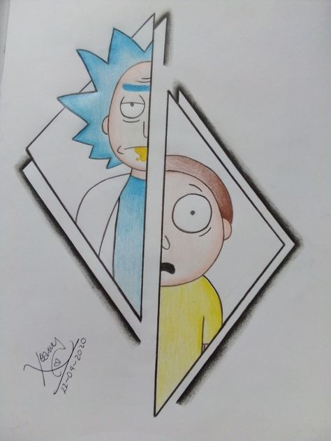 Easy Rick And Morty Drawing, Rick And Morty Drawing Ideas, Rick And Morty Paintings, Morty Drawing, Rick And Morty Drawing, Rick Y Morty, Taehyung Photoshoot, Doodle Art Designs, Art Inspiration Painting