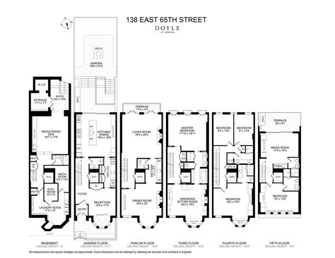 138 East 65th St. in Lenox Hill, Manhattan | StreetEasy Brownstone Floor Plan, House With A Garden, Manhattan House, New York Brownstone, Nyc Townhouse, Street Building, Luxury Townhouse, White Marble Bathrooms, Bedroom Sitting Room