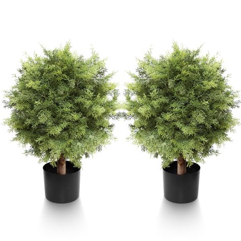 PRICES MAY VARY. Highly Realistic：Artificial cedar topiary trees has realistic textures and vivid colors, carefully crafted to mimic the appearance of real plants. The leaves have clear texture and fine texture, making them look more realistic and bringing you closer to nature Evergreen: Synthetic materials used in artificial shrubs trees are designed to withstand various weather conditions, including extreme heat, cold, and moisture. They are resistant to fading, discoloration. As a result, the Faux Bushes Outdoor, Artificial Trees Outside Front Door, Realistic Fake Trees, Artificial Pine Tree, Cedar Topiary, 8’ Fake Trees, Front Porch Garden, Artificial Topiary, Topiary Trees