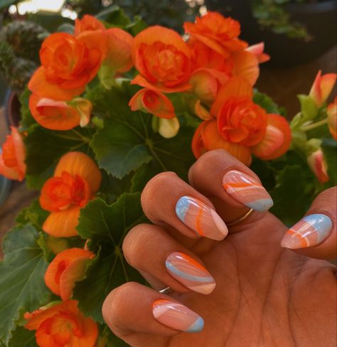 Wavy Nails, Orange Acrylic Nails, Wave Nails, Nails Orange, Spring Break Nails, Nails Classy, Broken Nails, Minimal Nails, Classy Acrylic Nails