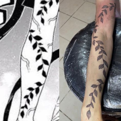 Nezuko Arm Tattoo, Daki Demon Slayer Tattoo Ideas, Demon Slayer Dragon Tattoo, Demon Slayer Spine Tattoo, Nezuko Vine Tattoo Ideas, Demon Slayer Tattoo Matching, Nezuko Demon Tattoo, Anime Tattoos Back, Nezuko Leg Tattoo