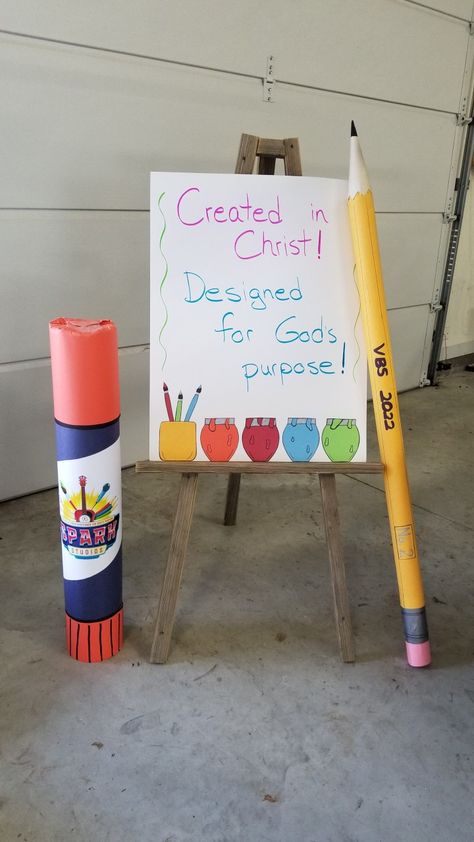 Giant Art Supply Props, Giant Art Supplies, Art Vbs Theme, Vacation Bible School Themes, Lifeway Vbs, Noodle Art, Giant Pencil, Art Classroom Decor, Vbs Themes