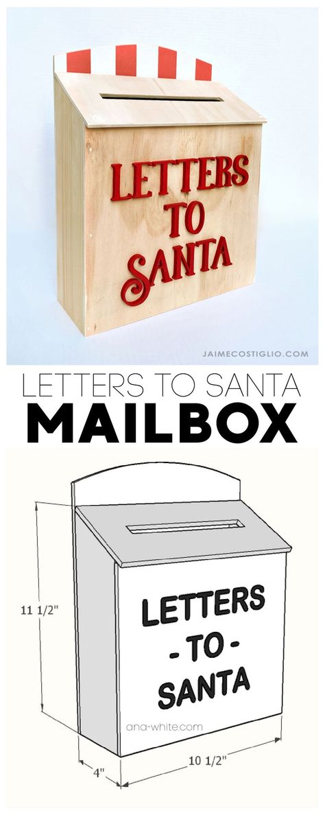 A DIY tutorial to build a mailbox for letters to Santa. Make this holiday mailbox for kids of all ages to send their letters to Santa. Letter To Santa Box Diy, Mailbox For Santa Letters, Santa's List Scroll Diy, Kids Mailbox Ideas, Letters For Santa Mailbox Diy, Santa Letter Box Diy, Santas Mail Box Diy, Santa’s Mailbox Diy, Santa Post Box Diy