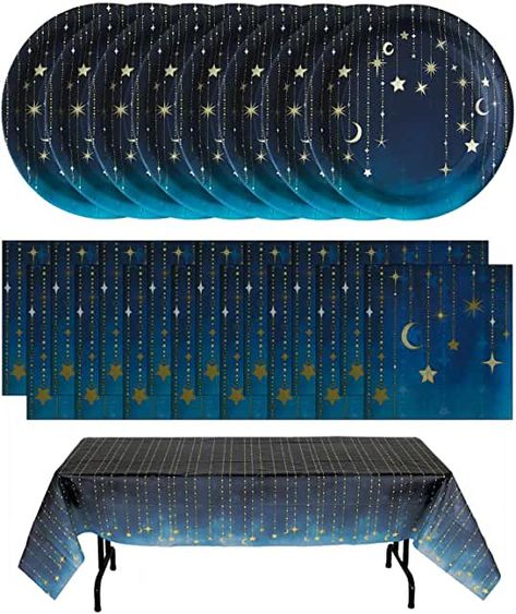 Amazon.com: astrology tablecloth Starry Night Party, Astrology Birthday, Moon Party, Zodiac Birthdays, Sweet 16 Birthday Party, Party Bundles, Blue Birthday, Event Supplies, 16th Birthday Party