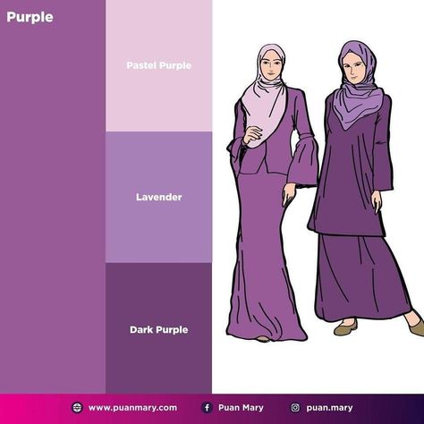 Mix And Match Colors Outfits, Color Matching Clothes, Wardrobe Color Guide, Hijab Styling, Lavender Outfit, Hijab Colors, Cute Eyeshadow Looks, Modern Hijab, Wardrobe Color