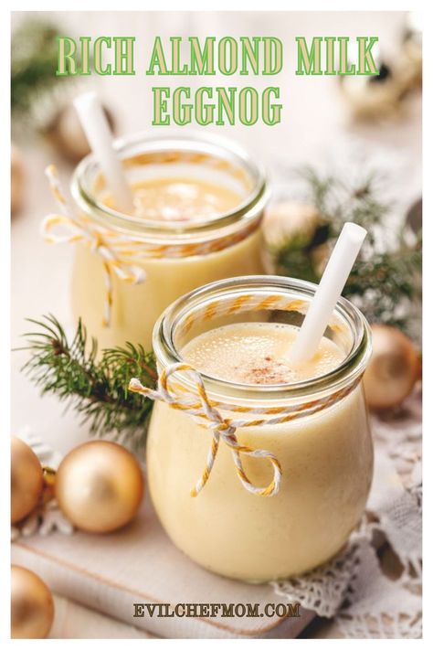 Rich Almond Milk Eggnog Almond Milk Eggnog Recipe, Almond Milk Eggnog, Recipes With Almond Milk, Almond Milk Egg Nog, Silk Milk, Eggnog Recipe, Food Substitutions, Salad Sauce, Vanilla Almond Milk