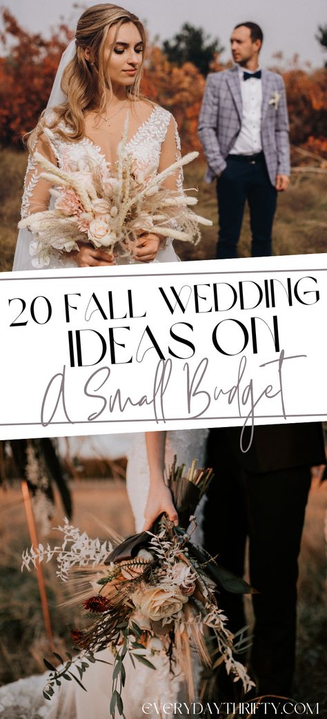 Simple Fall Wedding Ideas On A Budget, Fall Wedding Budget, Fall Lake Wedding Ideas, Fall Small Wedding Ideas, Wedding Ideas On A Budget Fall, Fall Wedding On A Budget Diy, Fall Wedding Ideas Diy, Budget Fall Wedding, Cheap Fall Wedding Decor