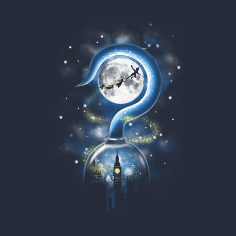 Hook Wall, Peter Pan, The Sky, Tower, Art Print, Moon, Disney, Wall, Design