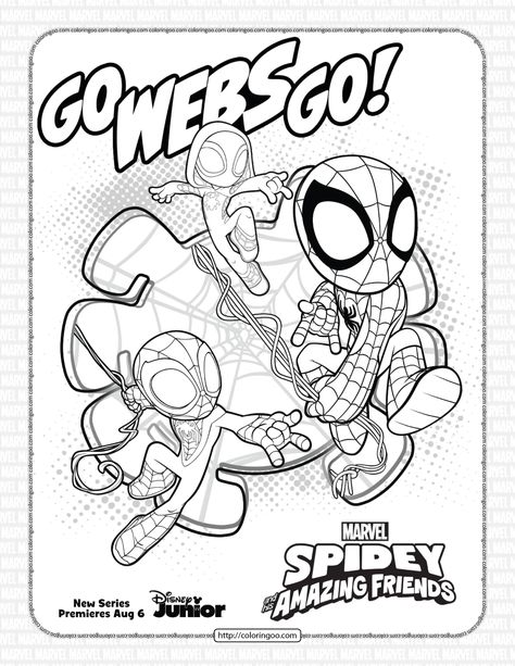 Coloring Sheets For Boys, Spiderman Coloring Pages, Lucas The Spider, Friends Coloring Pages, Logo Marvel, Spider Coloring Page, Spidey And His Amazing Friends, Spiderman Coloring, Disney Jr