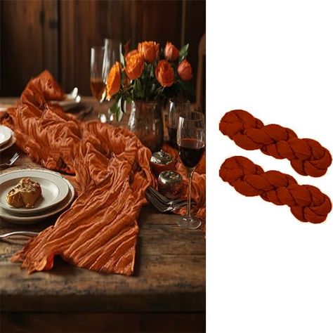 PRICES MAY VARY. Runner Package Include: You will get 2 PCS/120inch (10FT) long terracotta cheesecloth table runner with 4 pcs string, approx.35" wide and 120" length.Boho Table Runner is suitable for rectangular and round tables that can accommodate 8-10 people,can be used for chair cover sashes or decorative napkins, backdrop draping or fall table decorations. Soft and Comfortable:The gauze rustic table runner is made of high quality polyester, natural drape, lightweight and skin-friendly,soft Coastal Thanksgiving Table, Boho Thanksgiving Table, Terracotta Cheesecloth Table Runner, Rust Table Runner, Backdrop Draping, Table Runner For Wedding, Cheesecloth Table Runner, Fall Table Runner, Rustic Table Runners