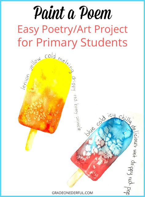 Poetry Painting Ideas, Poetry Activities Elementary, Poetry Crafts, I Am Poem, Shape Poems, Poetry Painting, 5th Grade Activities, Simple Poems, Poetry Projects