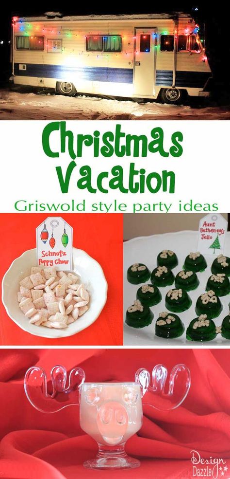 Looking to have a Christmas Vacation party - Griswold style? This party was a blast. Easy and fun ideas to have an awesome movie-themed Christmas Party - Design Dazzle #griswold #christmasvacation #christmasvacationparty Griswold Christmas Party, Best Christmas Vacations, Christmas Vacation Party, Christmas Party Ideas For Teens, Budget Christmas Gifts, Christmas Vacation Movie, Adult Christmas Party, Griswold Family Christmas, Christmas Movie Night