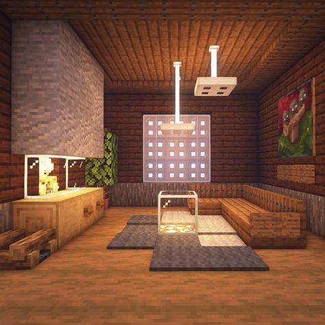 Minecraft Gaming Room, Living Room Minecraft, Minecraft Rooms, Minecraft Living Room, Living Room In Minecraft, Living Room With A Fireplace, Case Minecraft, Minecraft Interior, Minecraft Interior Design