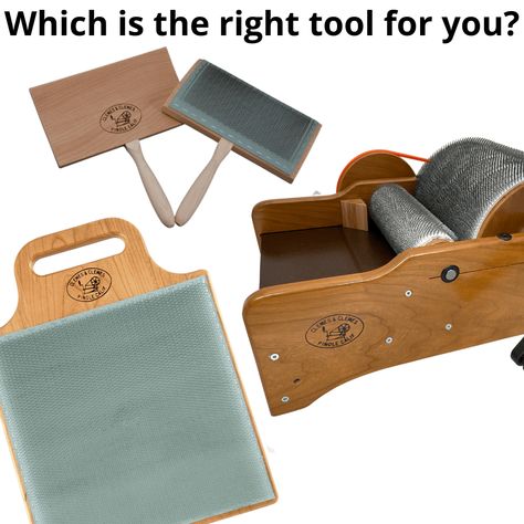 What's The Difference? Hand Carders, Drum Carders, Blending Boards  | Clemes & Clemes Drum Carding Wool, Blending Board Fiber, Spinning Yarn Fiber, Wool Spinning, Eco Materials, Weaving Loom Diy, Spinning Wool, Felting Ideas, Spinning Yarn